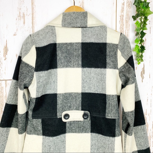 Billabong Gingham Plaid Wool Blend Midi Jacket EUC - Picture 4 of 9